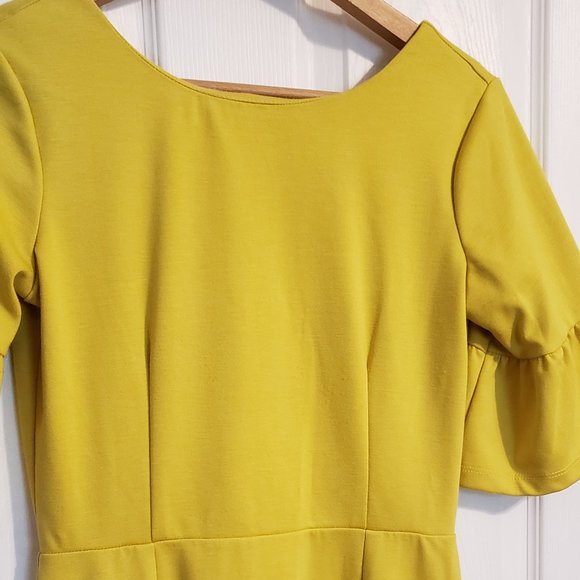 ASOS Yellow Bell Sleeve Dress: Size UK 10 - Picture 3 of 8